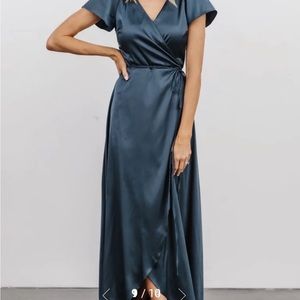 Baltic Born Satin Wrap Gown/Dress Blue M & L